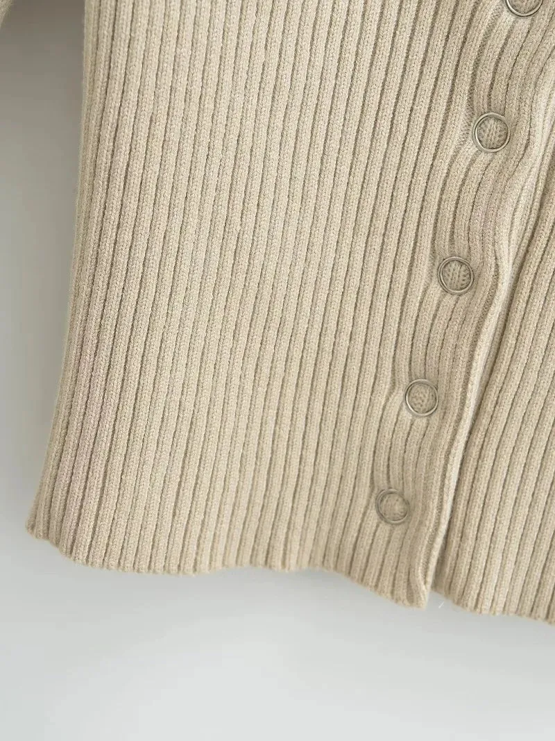 Knit Button Up Long Sleeve Top