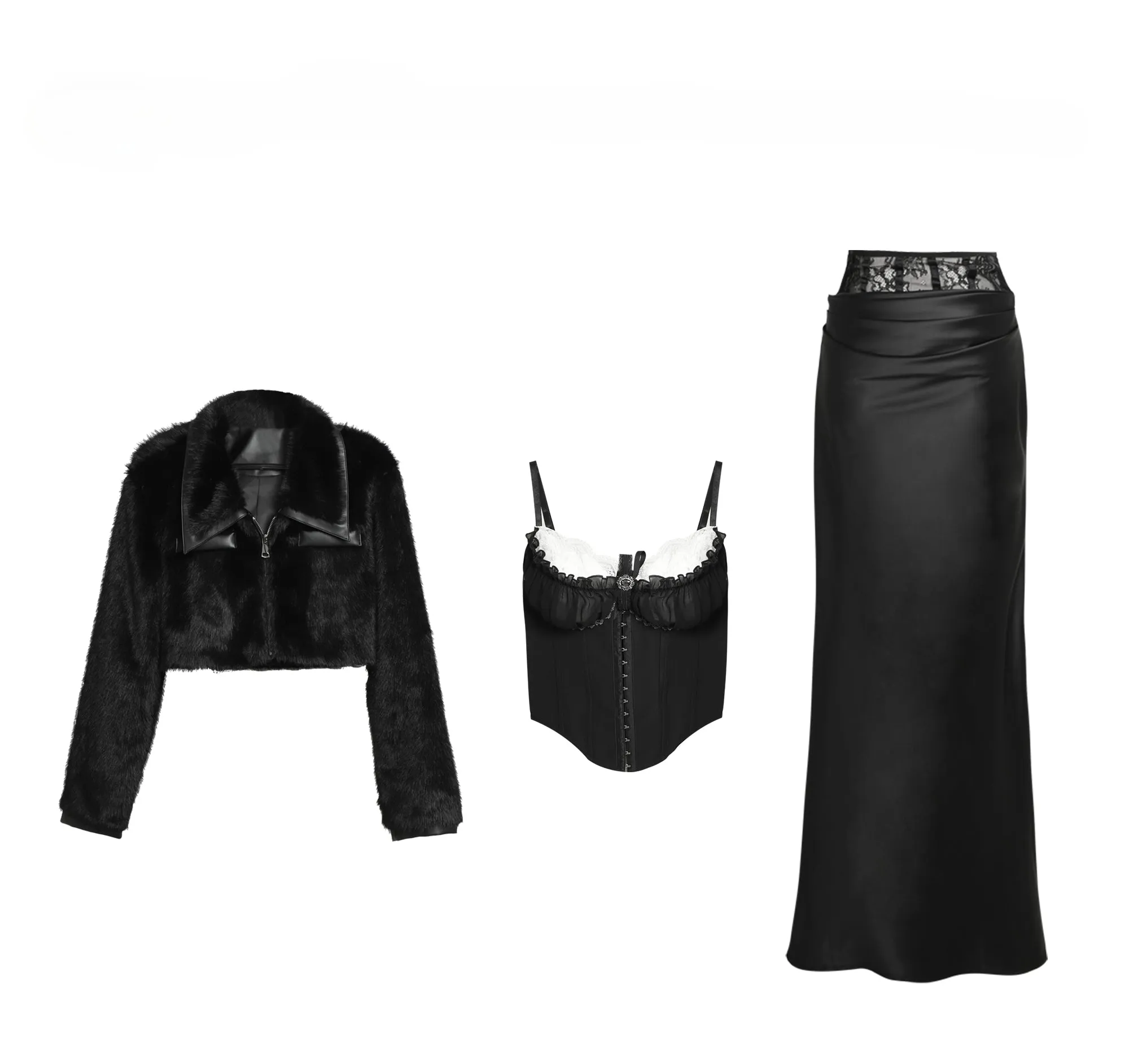 Lace Bustier Camisole Top And Skirt Set