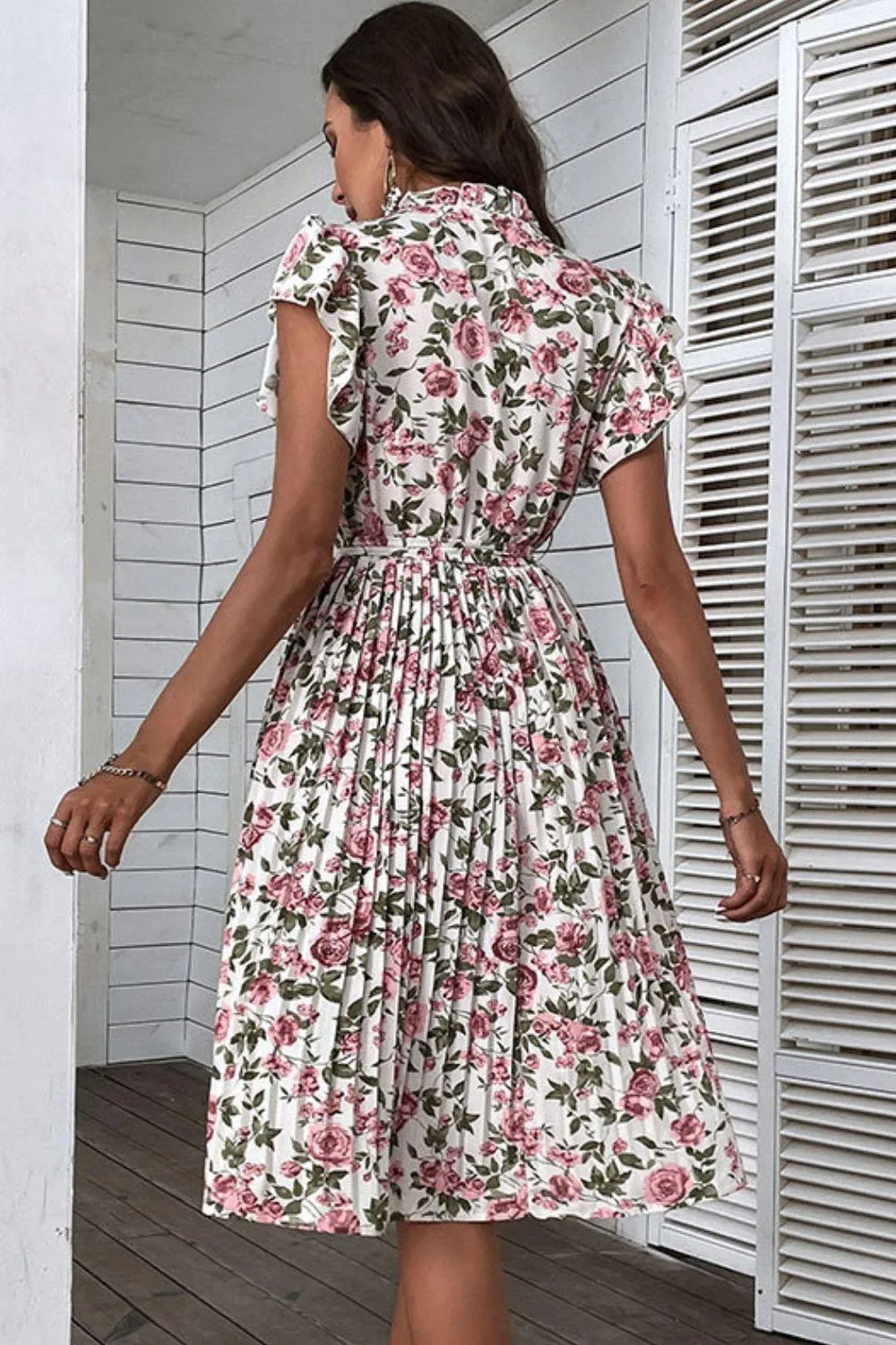 Light as a Feather Floral Pleated Midi Dress