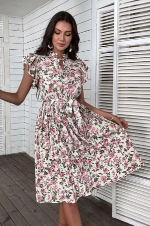 Light as a Feather Floral Pleated Midi Dress