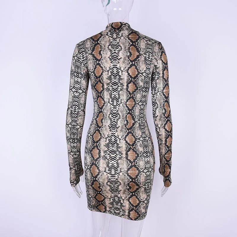 Long Sleeve serpentine High Neck Short Party Dress
