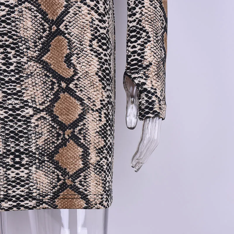 Long Sleeve serpentine High Neck Short Party Dress