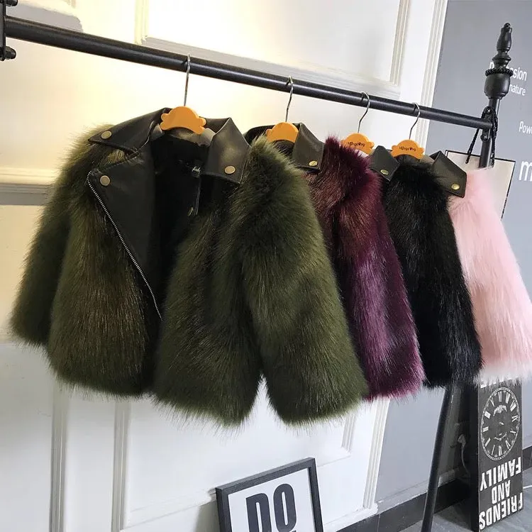 Meghan toddler/girl faux leather/faux fur jacket