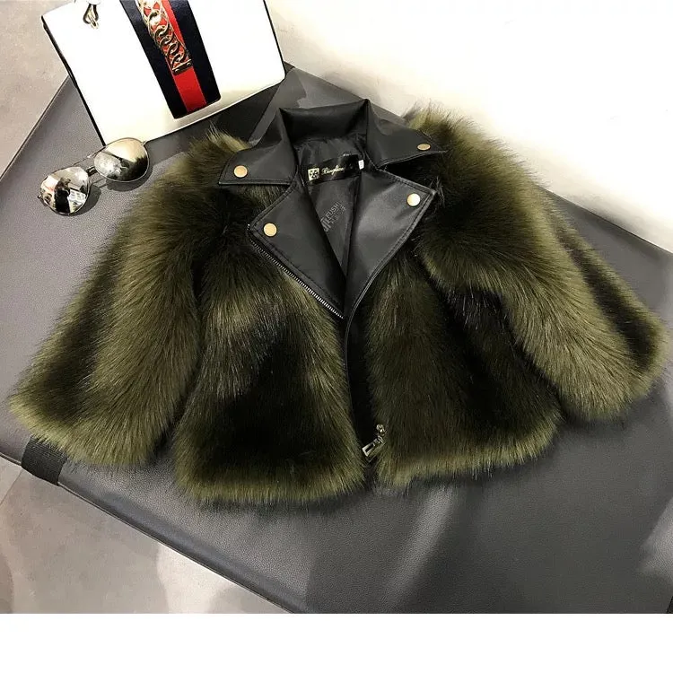 Meghan toddler/girl faux leather/faux fur jacket
