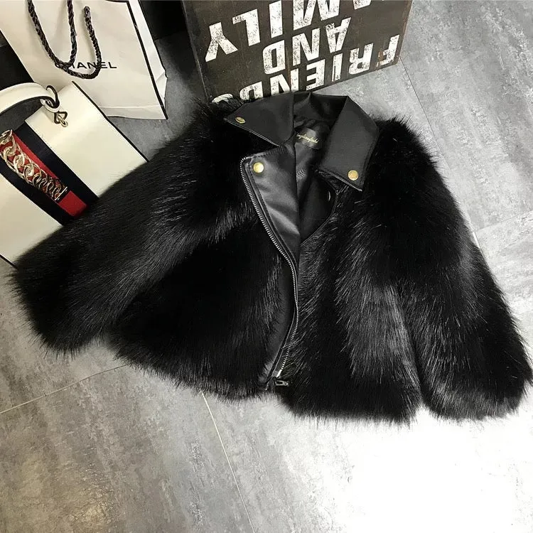 Meghan toddler/girl faux leather/faux fur jacket