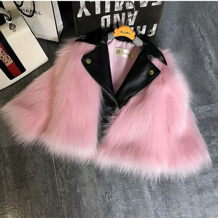 Meghan toddler/girl faux leather/faux fur jacket