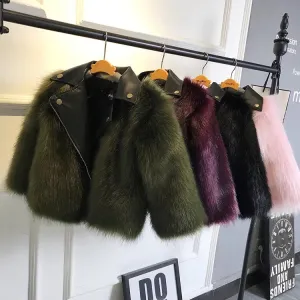 Meghan toddler/girl faux leather/faux fur jacket