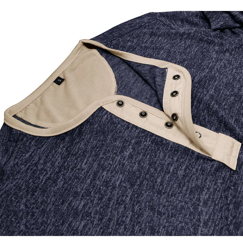 Men Classic Versatile Cotton Henley Neck Long Sleeve Top