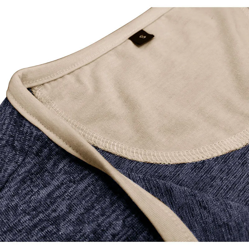 Men Classic Versatile Cotton Henley Neck Long Sleeve Top