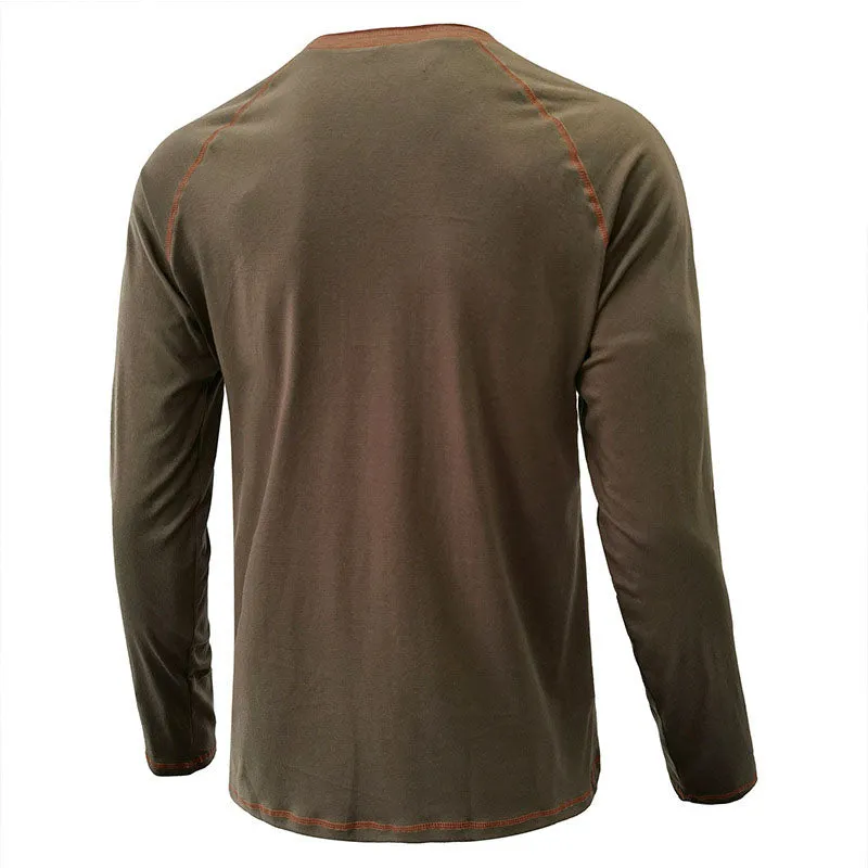 Men Classic Versatile  Henley Collar Long Sleeve Top