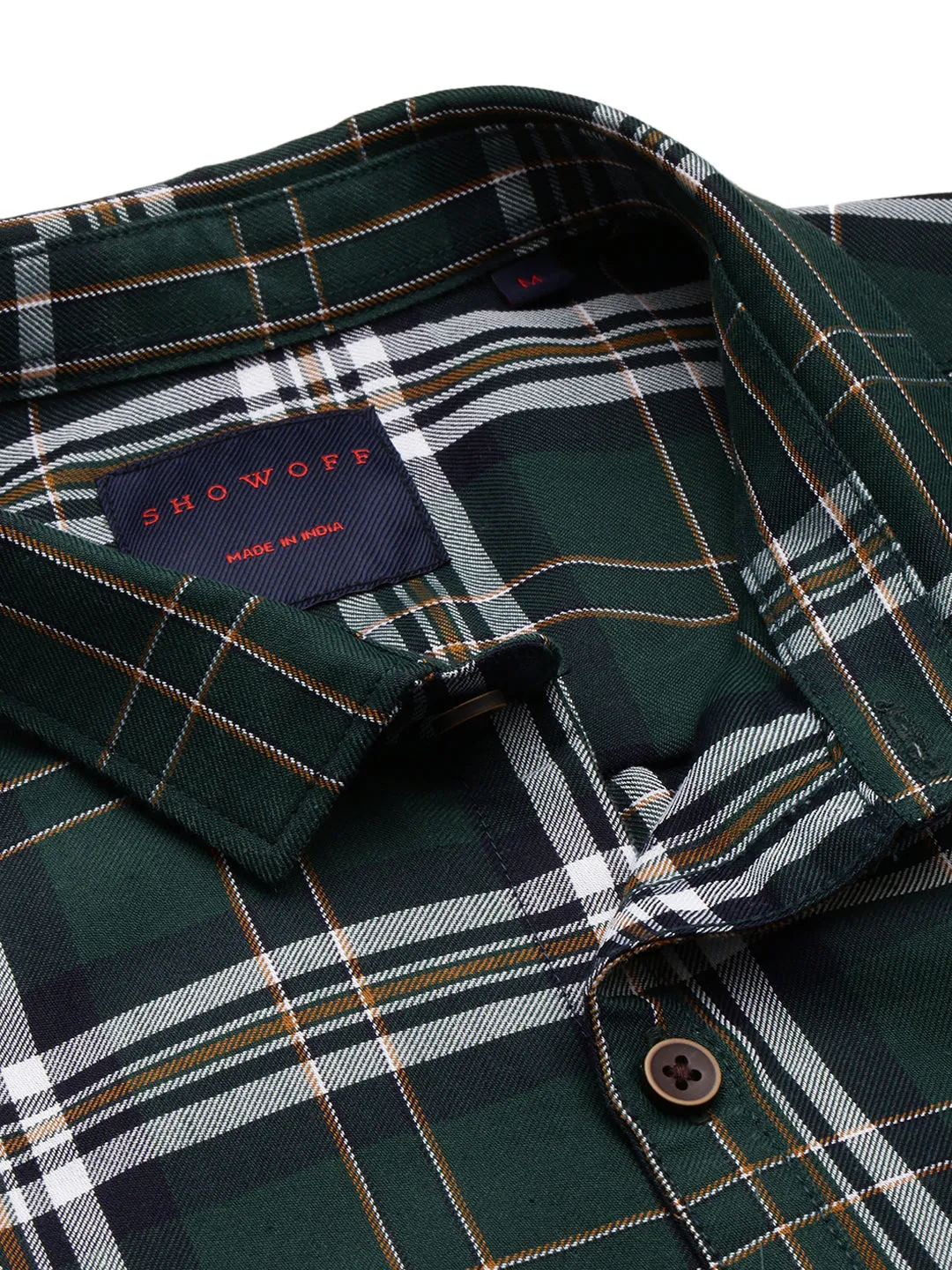 Men Olive Classic Tartan Check Cotton Casual Shirt