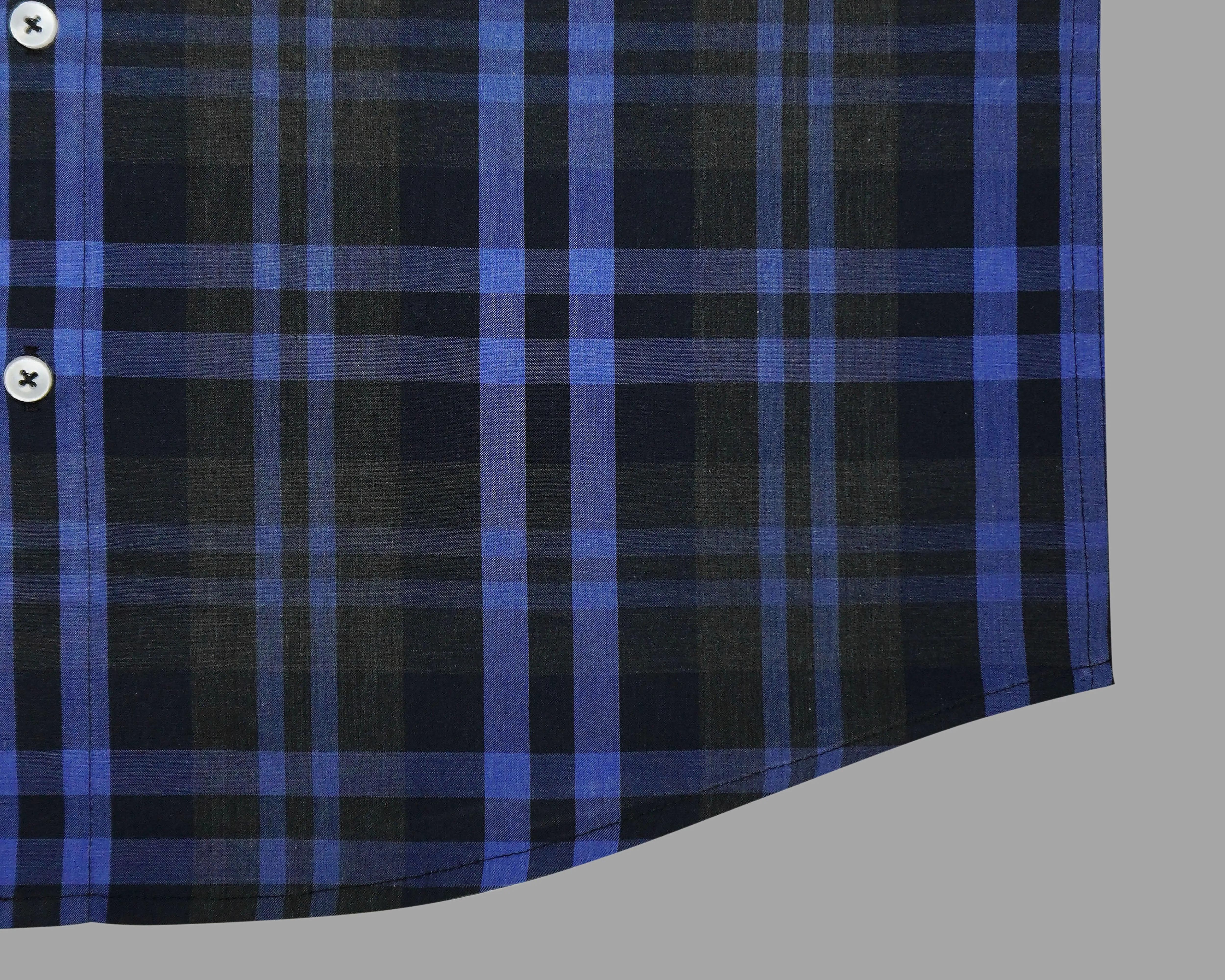 Men's 100% Cotton Tartan Checkered Full Sleeves Shirt (Blue)