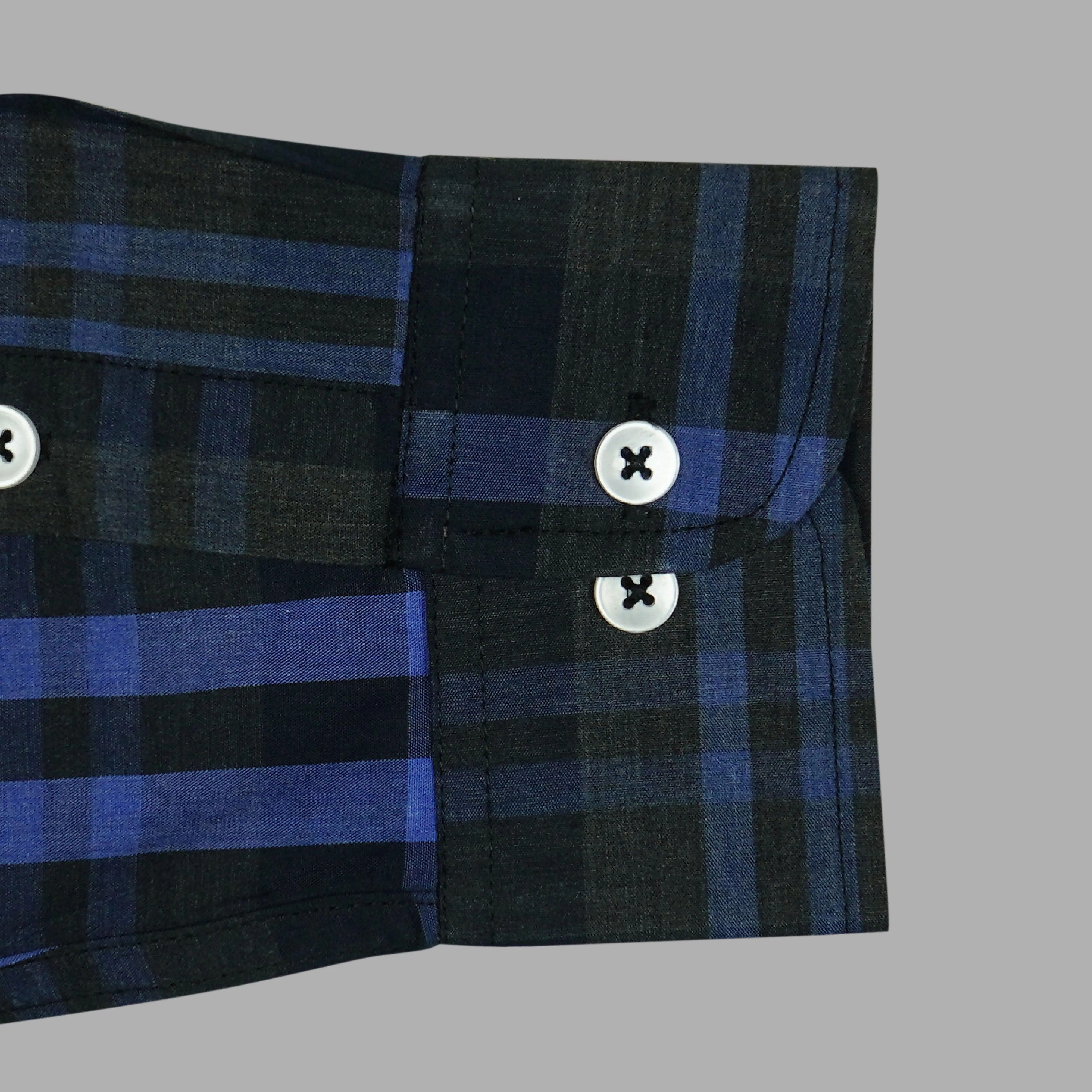 Men's 100% Cotton Tartan Checkered Full Sleeves Shirt (Blue)