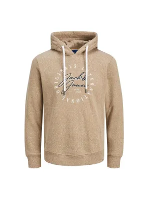 Men's Brand Logo Embroidered Hoodie,Light Brown