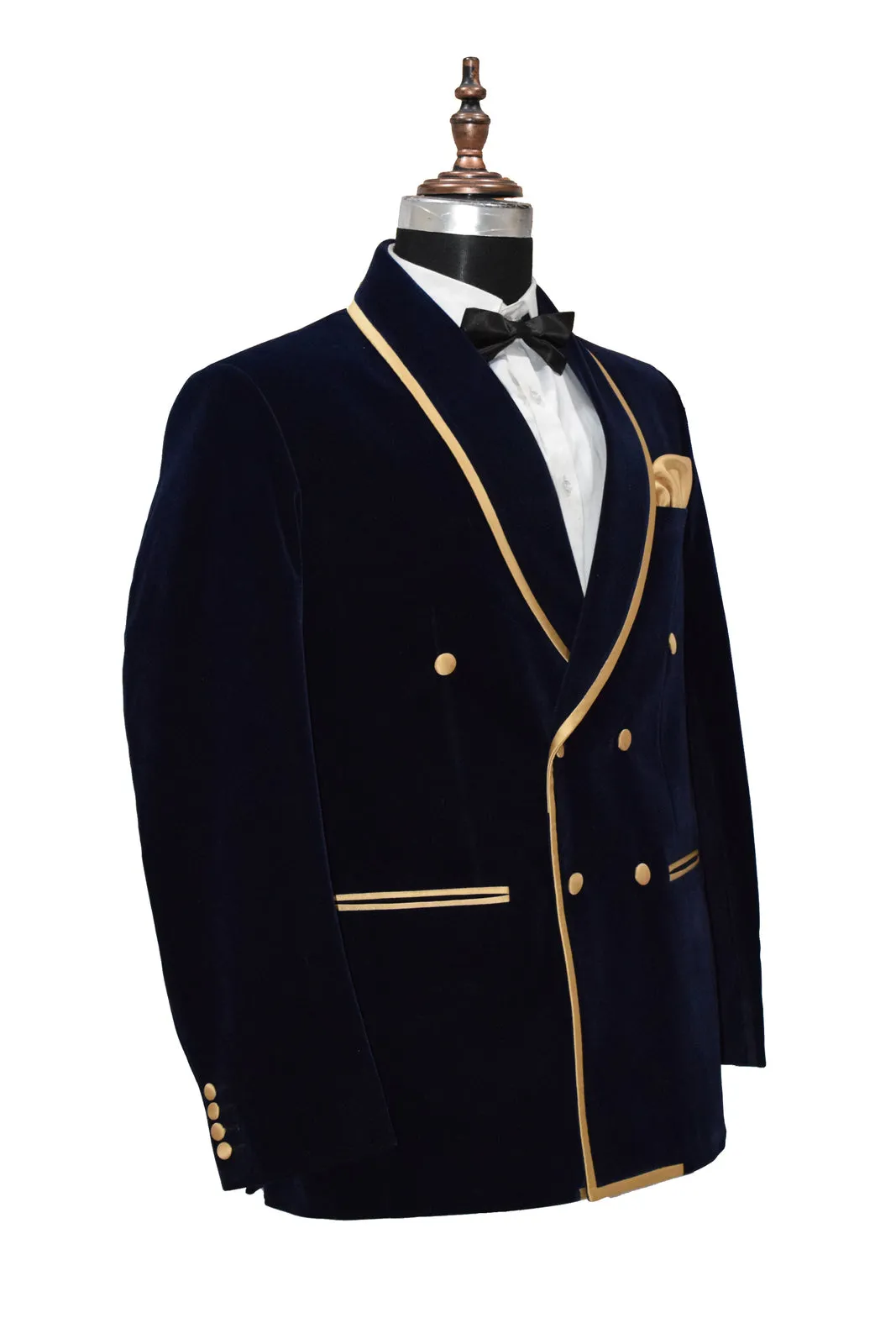 Men's Navy Blue Smoking Jackets Luxury Stylish Designer Party Wear Blazer coat