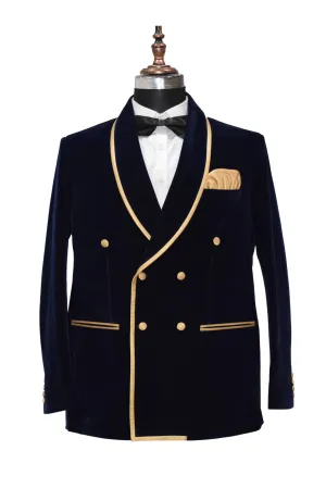 Men's Navy Blue Smoking Jackets Luxury Stylish Designer Party Wear Blazer coat