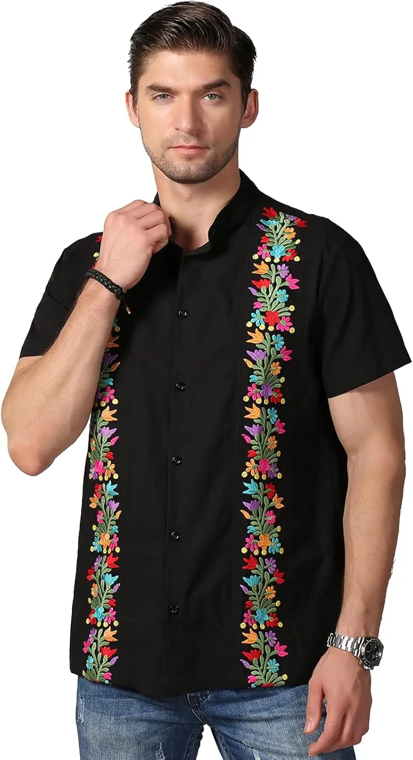 Mexican Shirts for Men Traditional Men's Guayabera Dress Shirts Mens Button Up Button Down Dress Shirt Fiesta