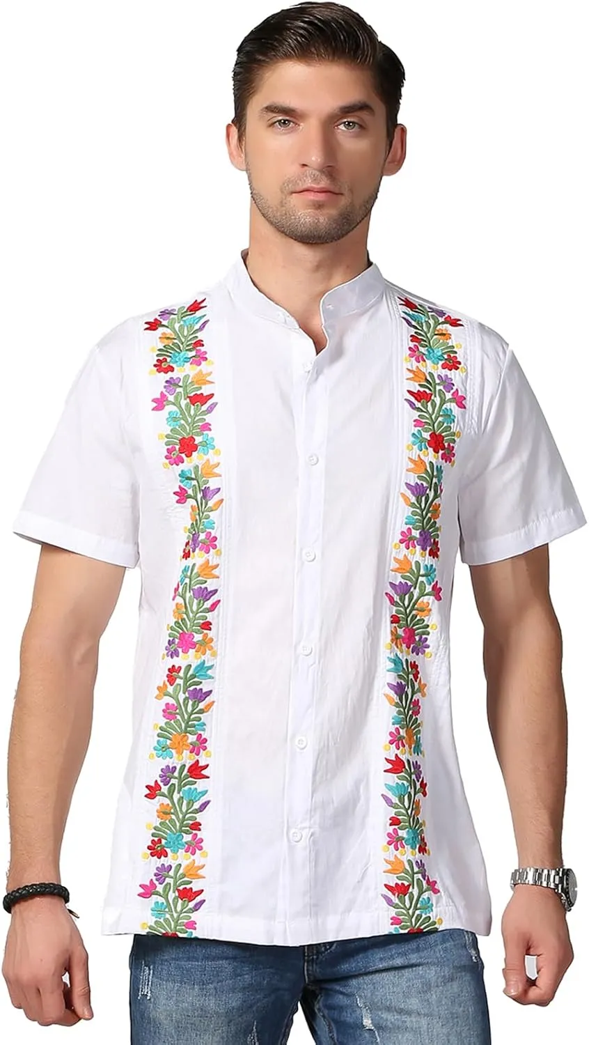 Mexican Shirts for Men Traditional Men's Guayabera Dress Shirts Mens Button Up Button Down Dress Shirt Fiesta