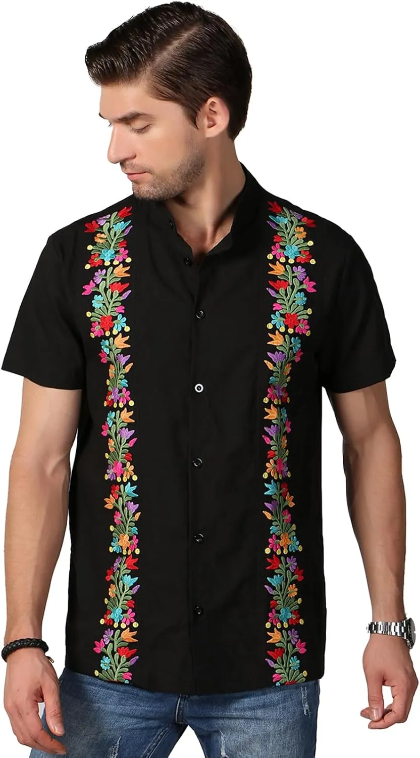 Mexican Shirts for Men Traditional Men's Guayabera Dress Shirts Mens Button Up Button Down Dress Shirt Fiesta