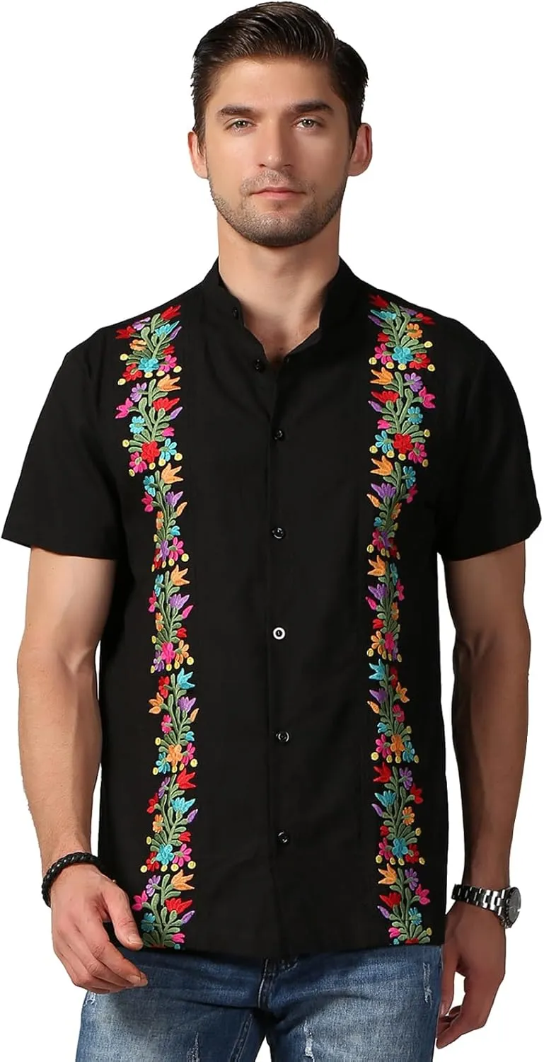 Mexican Shirts for Men Traditional Men's Guayabera Dress Shirts Mens Button Up Button Down Dress Shirt Fiesta