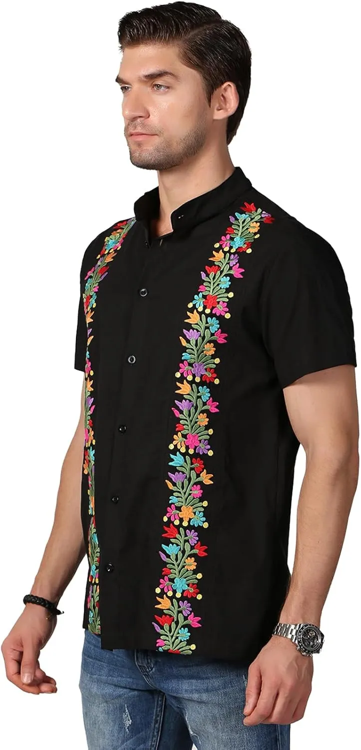 Mexican Shirts for Men Traditional Men's Guayabera Dress Shirts Mens Button Up Button Down Dress Shirt Fiesta