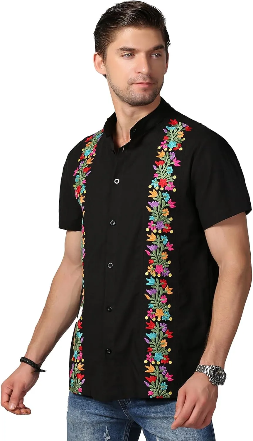 Mexican Shirts for Men Traditional Men's Guayabera Dress Shirts Mens Button Up Button Down Dress Shirt Fiesta