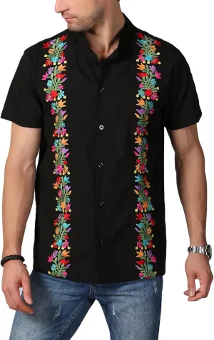 Mexican Shirts for Men Traditional Men's Guayabera Dress Shirts Mens Button Up Button Down Dress Shirt Fiesta