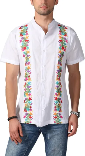 Mexican Shirts for Men Traditional Men's Guayabera Dress Shirts Mens Button Up Button Down Dress Shirt Fiesta