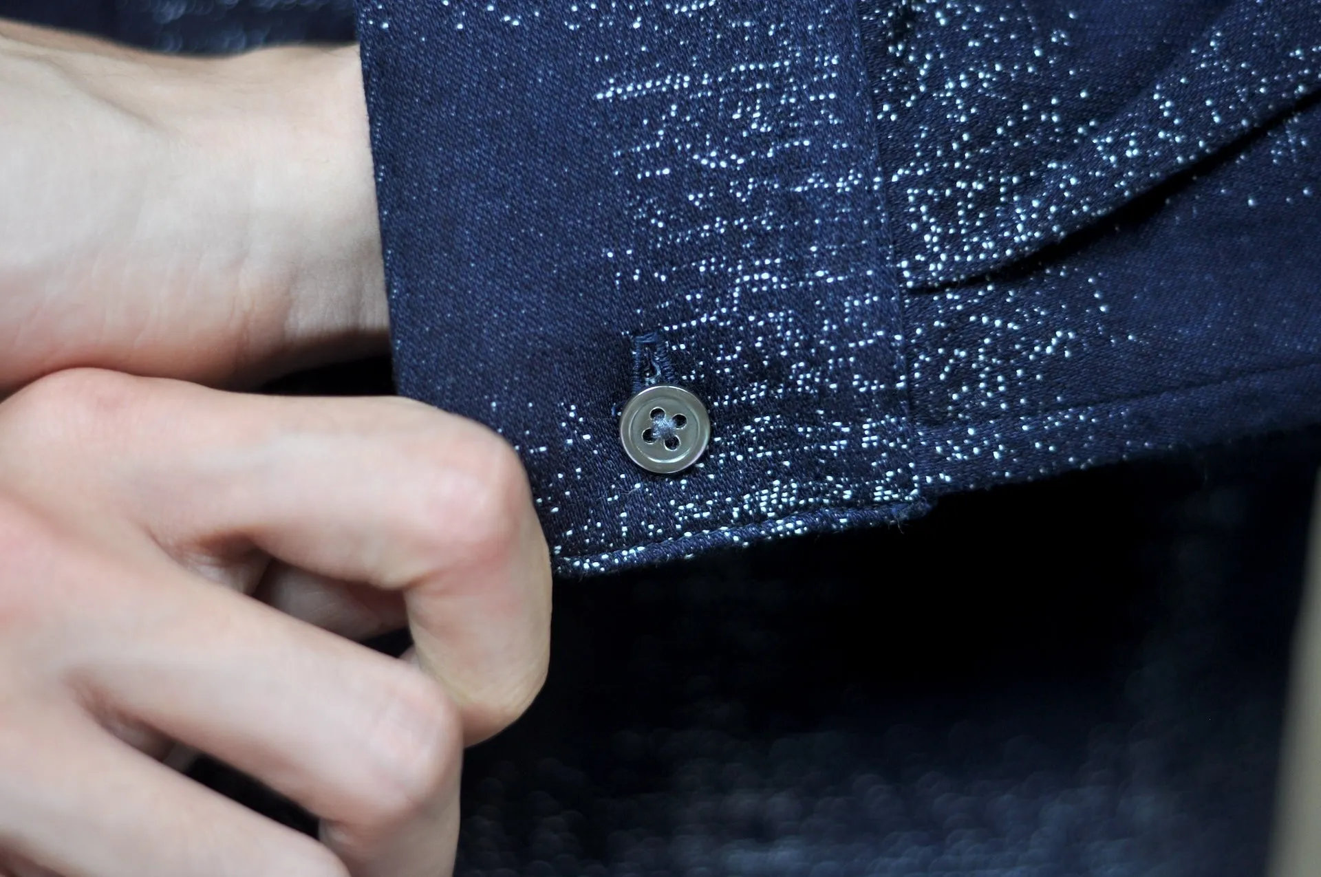 Momotaro Indigo Dyed "Stardust" Jacquard Ombre Workshirt