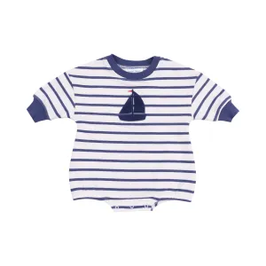 Navy Stripe French Terry Sweatshirt Bubble With Applique Navy