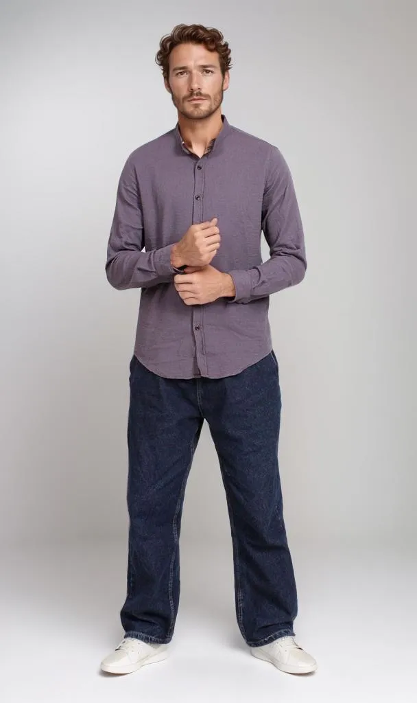 O178988-O178988 - Button-Up Shirt - Dusty Lilac