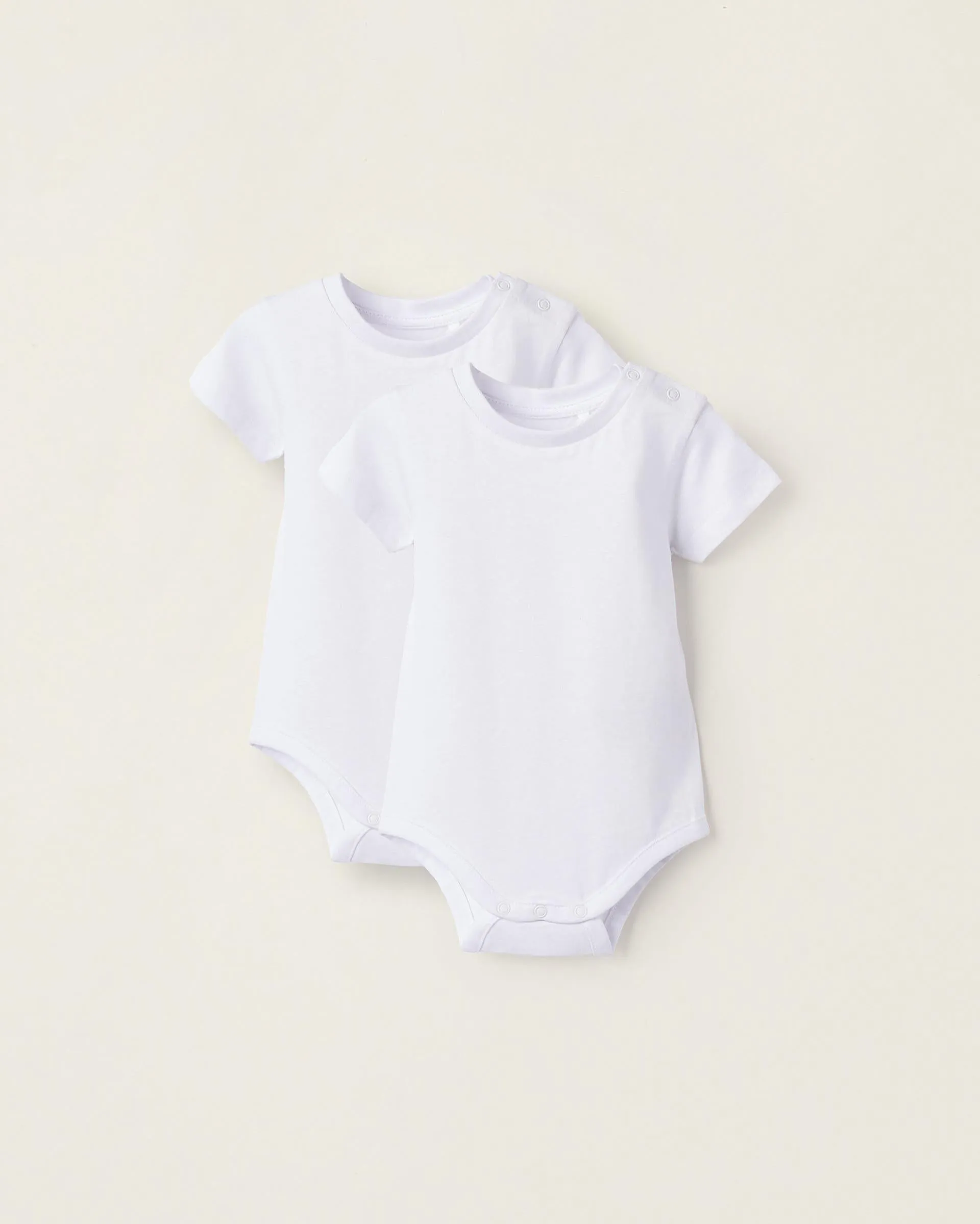 Pack of 2 Cotton Bodysuits for Newborns, White
