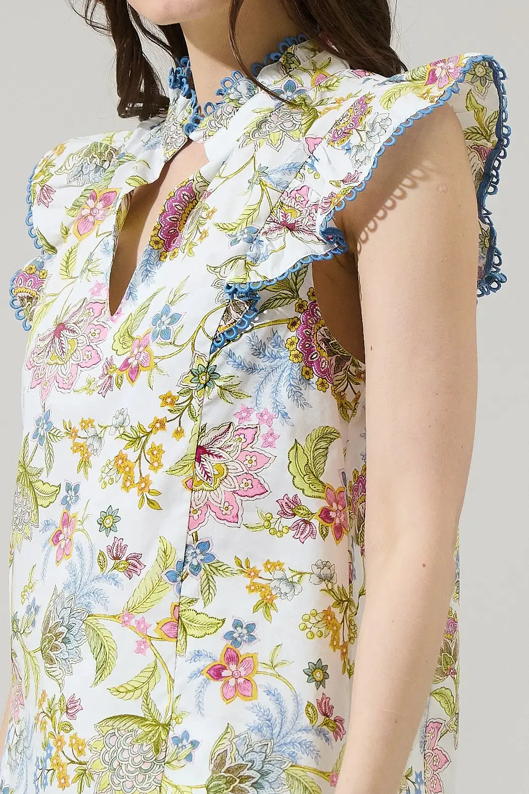 Pany Floral Rayen RuDe Pink Green Blue Top