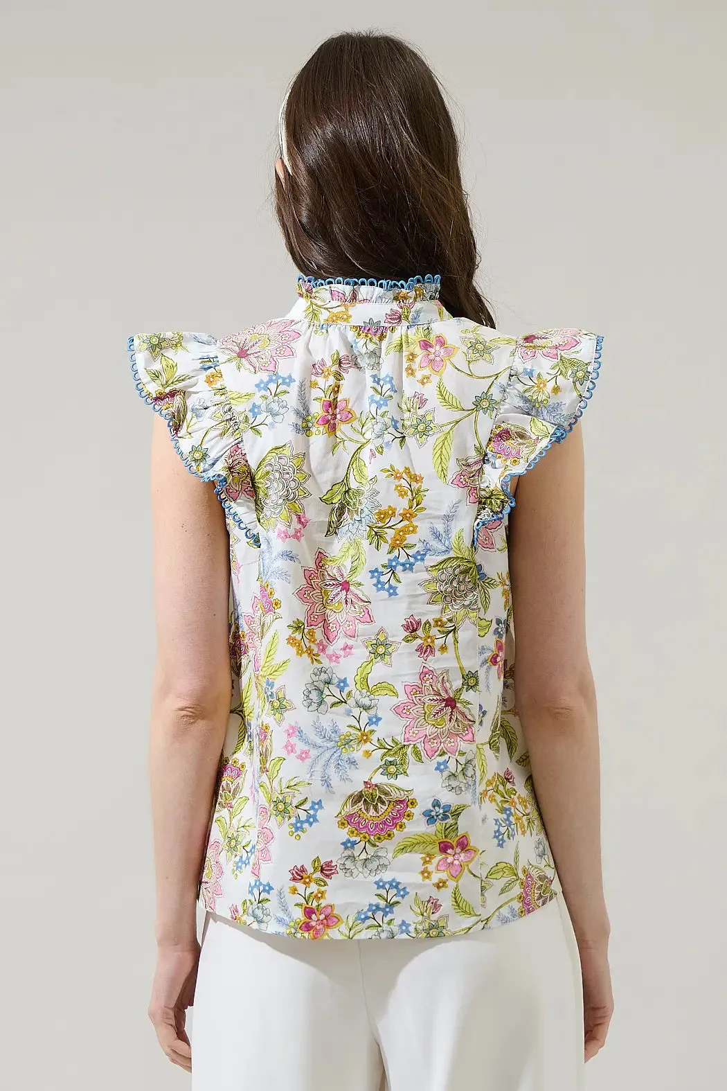 Pany Floral Rayen RuDe Pink Green Blue Top
