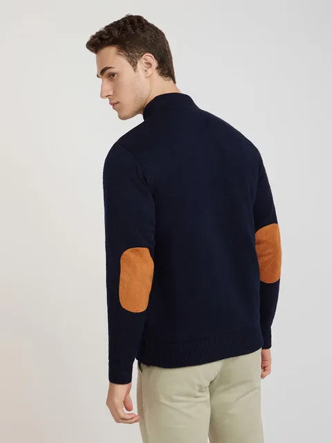 Parx Men Blue Solid Acrylic Full Sleeve Jackets