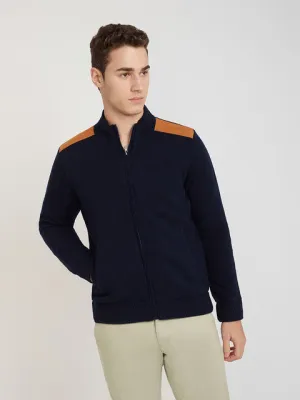 Parx Men Blue Solid Acrylic Full Sleeve Jackets
