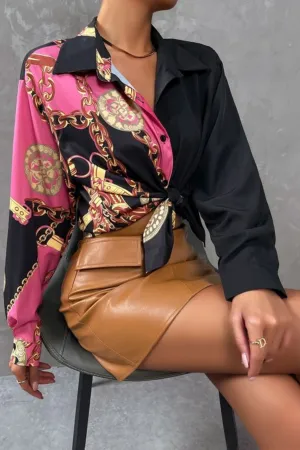 PINK CHAIN BLOCK SHIRT