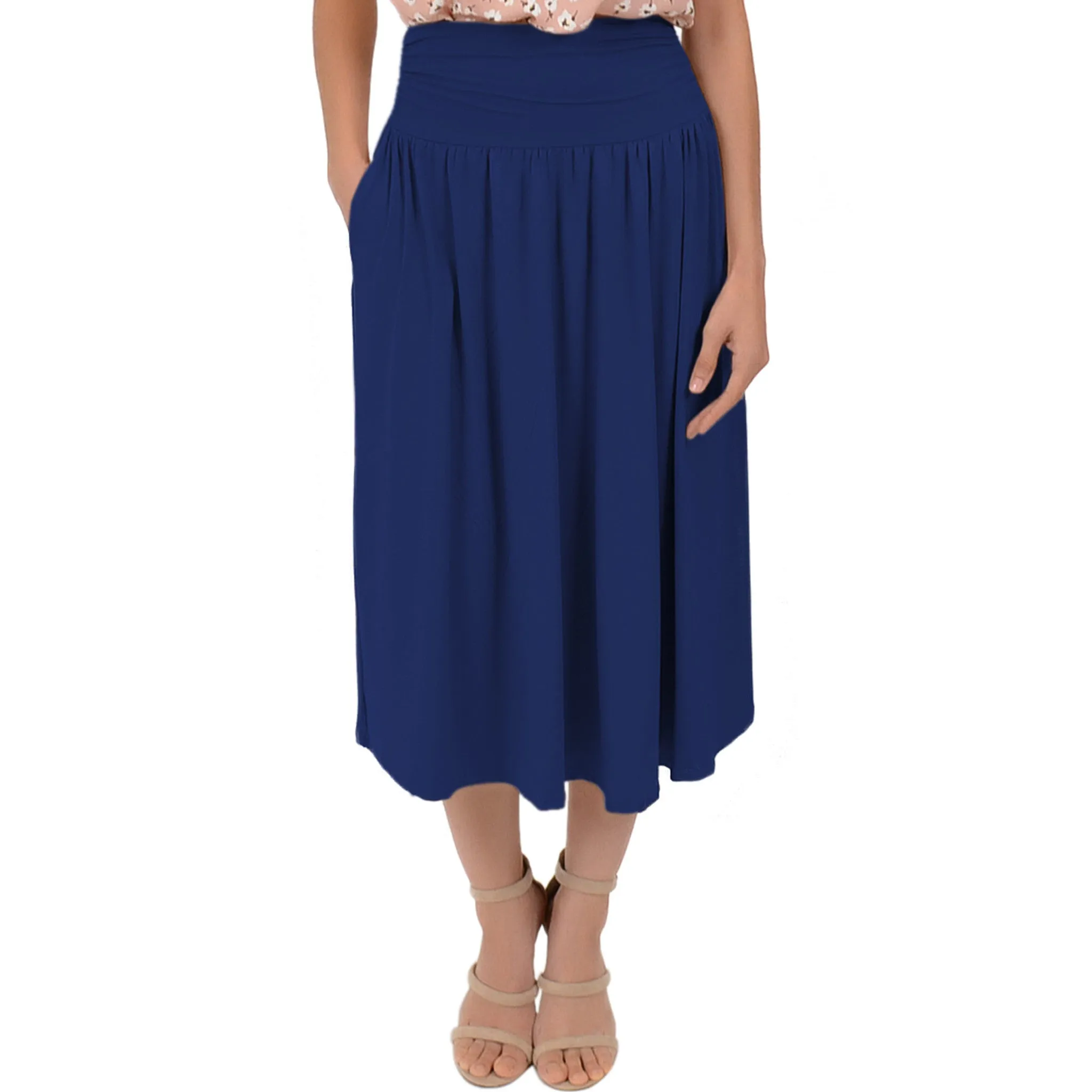 Plus Size Midi Pocket Skirt