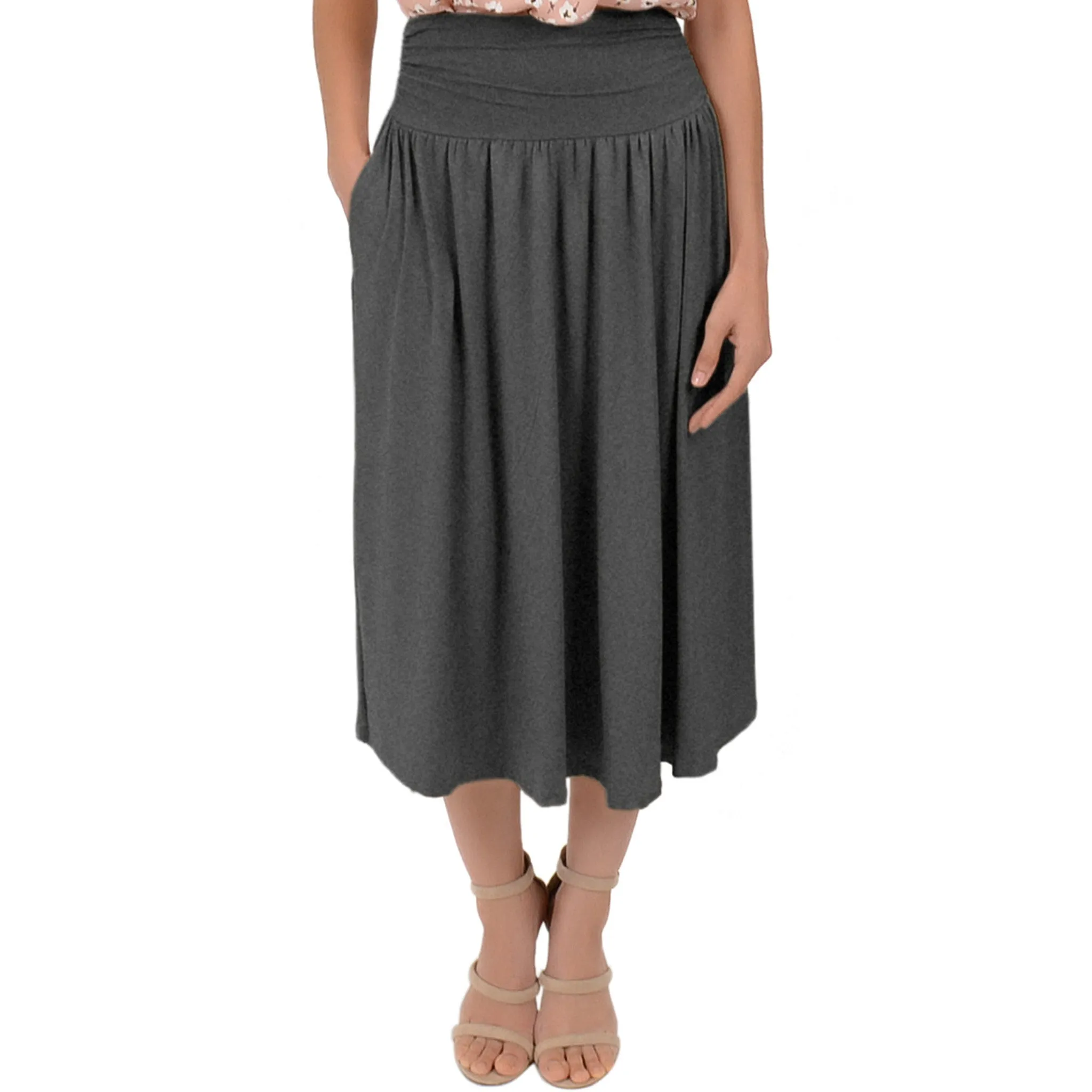 Plus Size Midi Pocket Skirt
