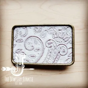 **Rectangle Leather Belt Buckle Oyster Paisley 904e