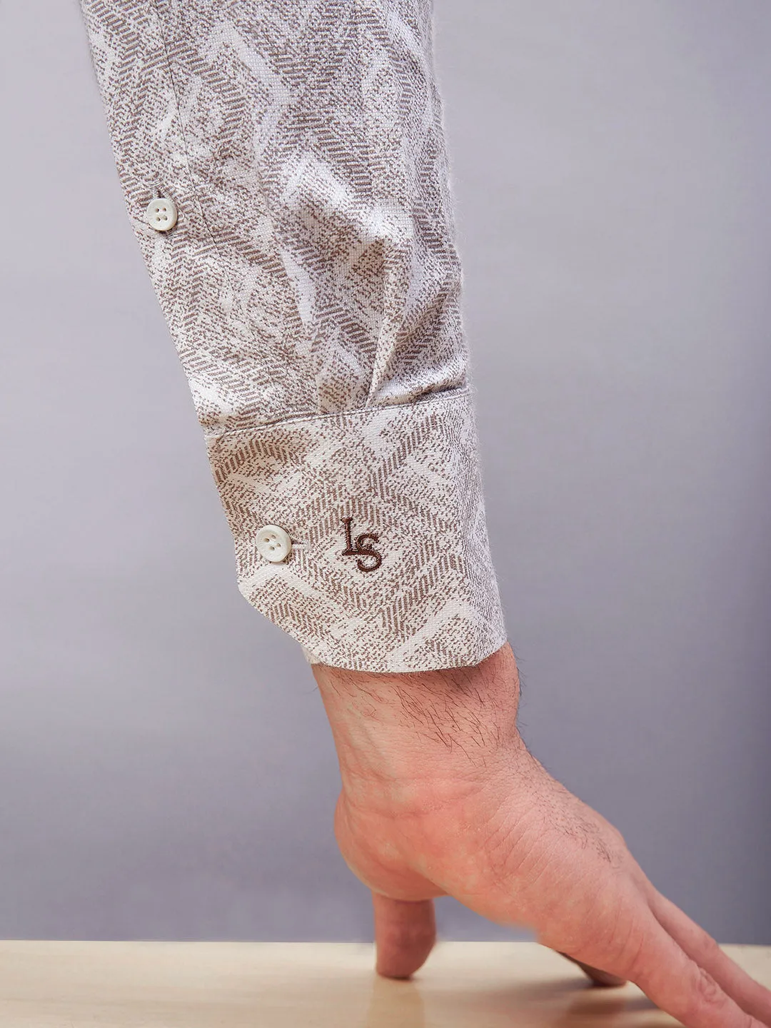 Regular Fit Semi Formal Graphic Brown Shirt For Men
