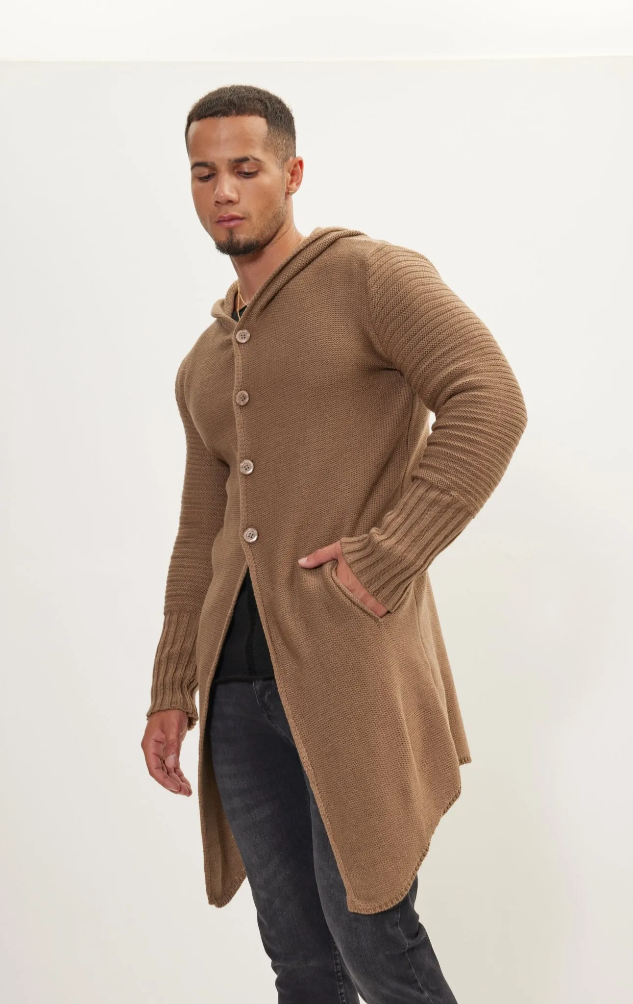 Ribbed Sleeves Fitted Cardigan - Vizon