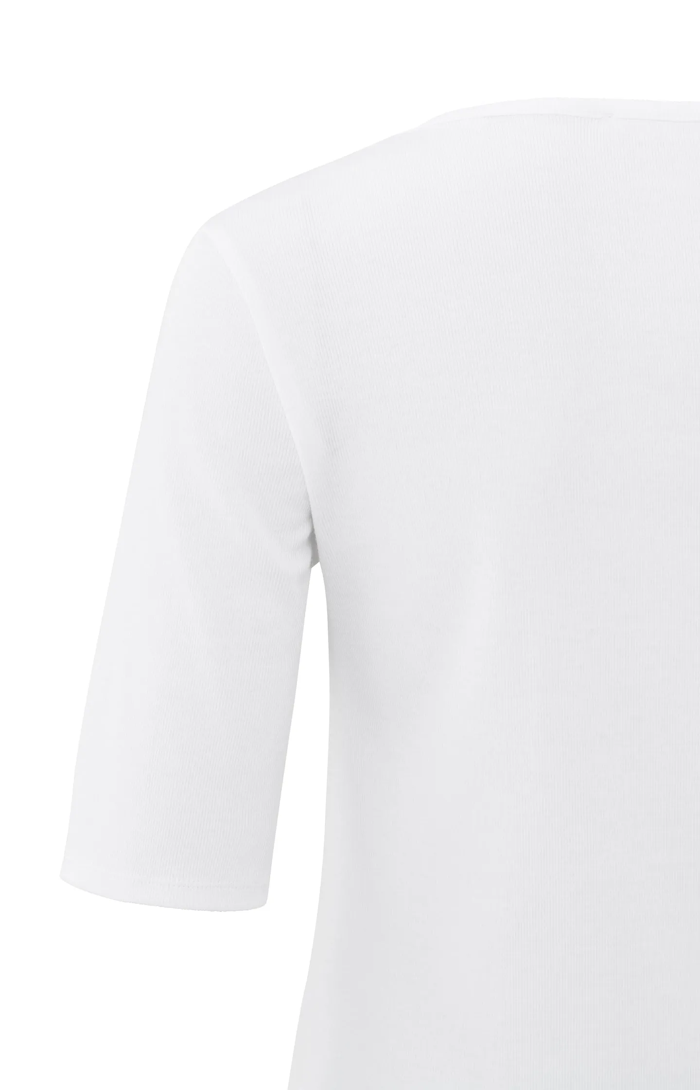 Ribbed T-shirt with round neck and half-length sleeves