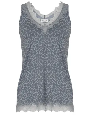 Rosemunde T Silk Lace Top Tradewinds Blurred Print 4220 9682