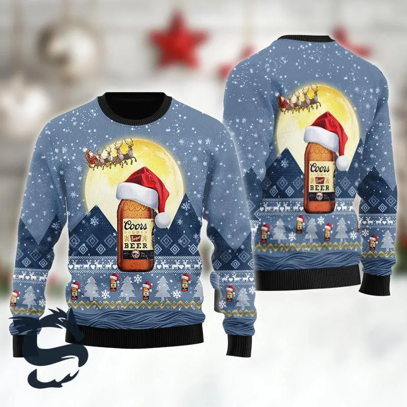 Santa Claus Sleigh Coors Banquet Ugly Sweater