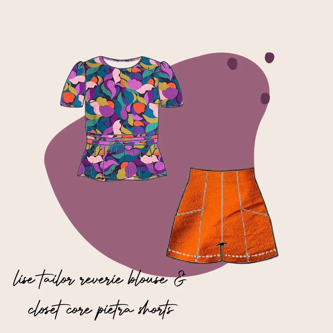 Sewing Kit - Lise Tailor Reverie Blouse or Dress in Purple Petals Viscose