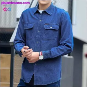 Spring Autumn Denim Shirt Men Long Sleeve Blue Sunscreen