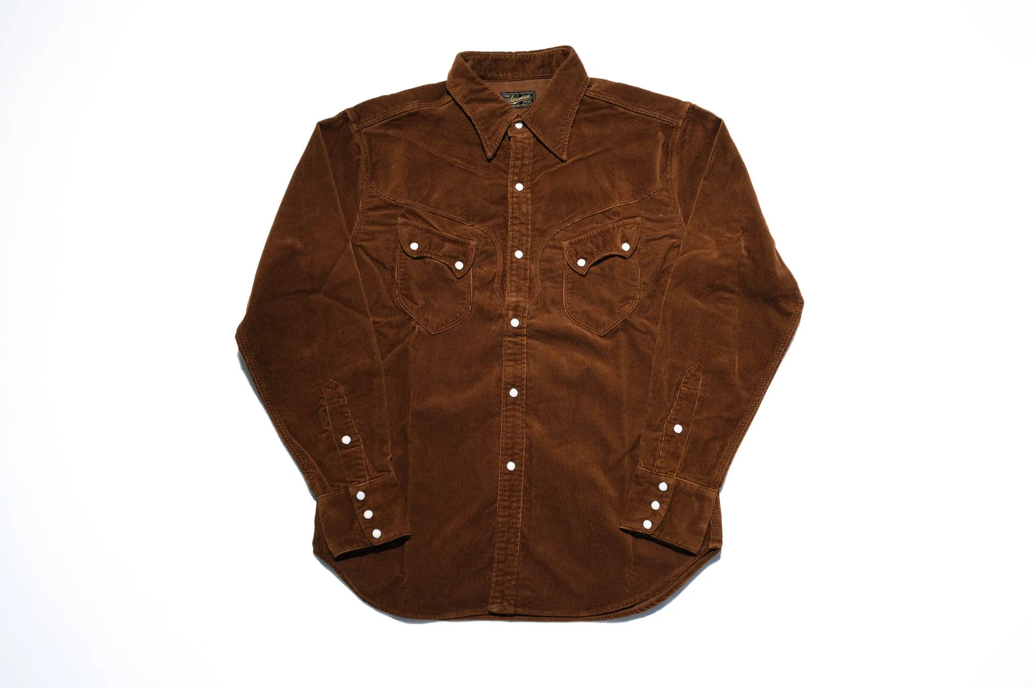 Stevenson Overall Co. 'Cody' Heavyweight 16-Wale Corduroy Western Shirt (Chocolate Brown)