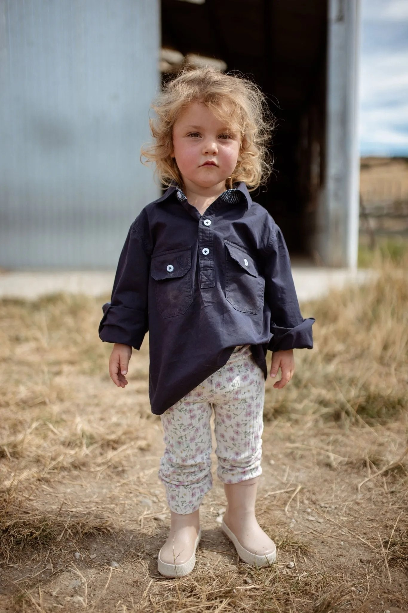 Stevie Workshirt in Navy with Navy Check Contrast