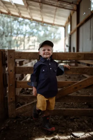 Stevie Workshirt in Navy with Navy Check Contrast